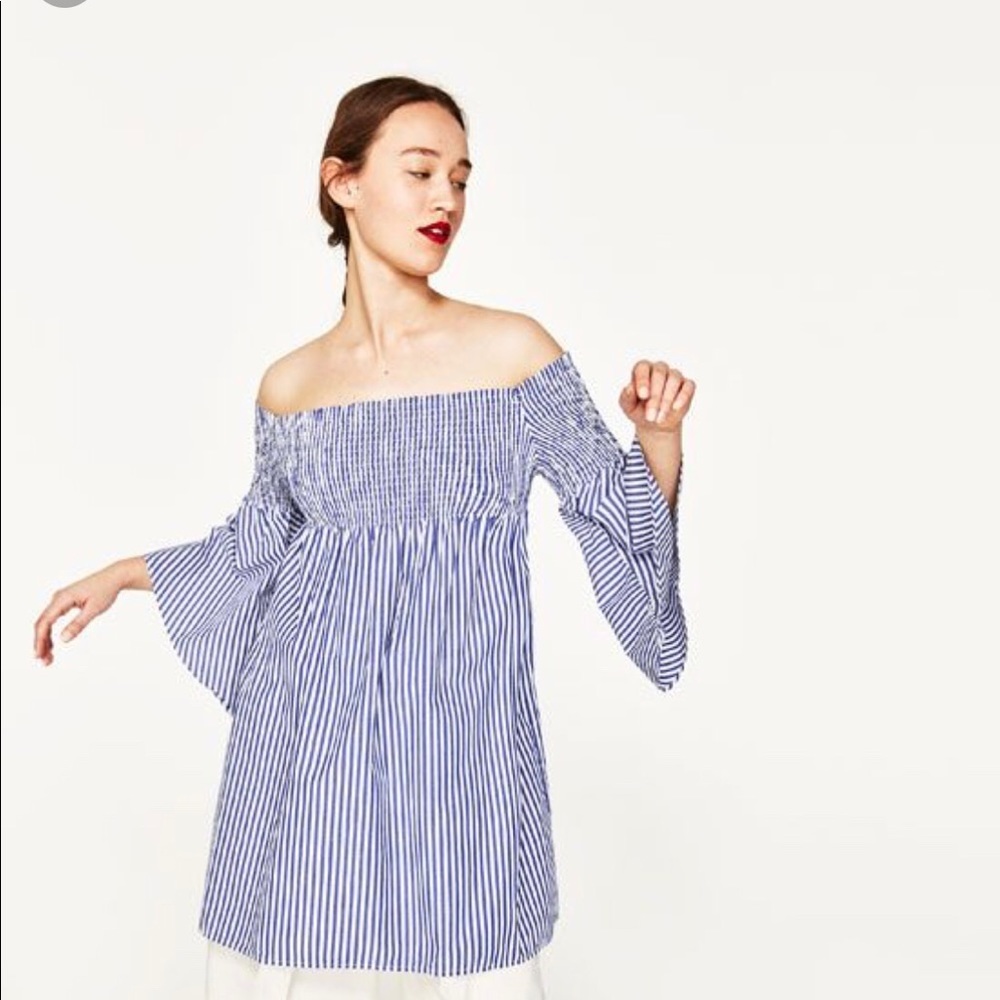 Zara Blue Stripped Dress- Size Small